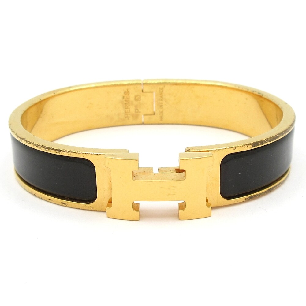 Hermès Clic H Bangle Gold Black Hardware Ceramic
